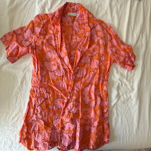 Faithfull The Brand Floral Linen Button-Front Top – Size S (US 4 / AUS 8)